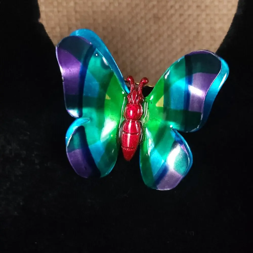 Vintage Blue Butterfly Brooch - Charming Nature-Inspired Accessory - Picture 5 of 10